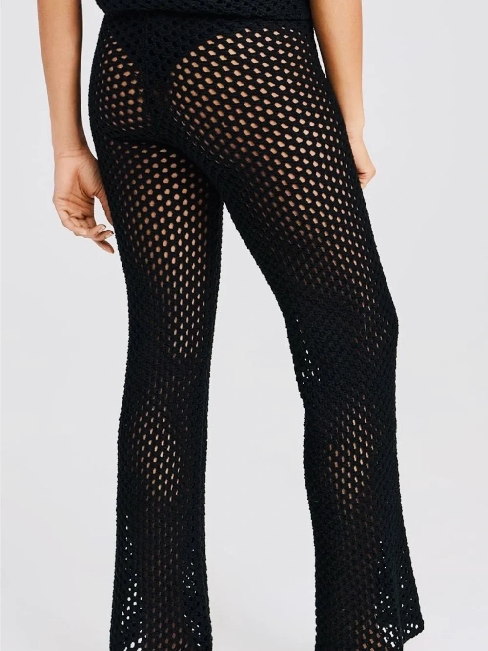 MINKPINK ‘Gayla’ Black Crochet Knit Top and Pants Set - Picture 2 of 8